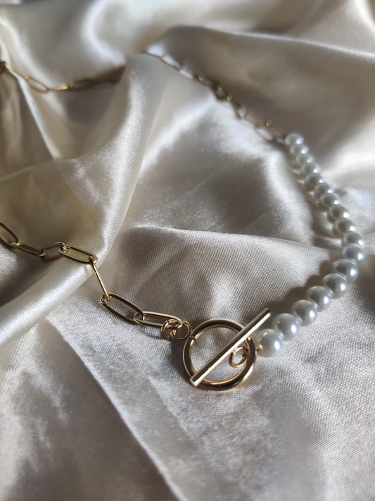 Douceur | Collier femme tendance de qualité supérieure | Maillons plaqué or et perles | Acier inoxydable | Roxy Paris | roxy-paris.com