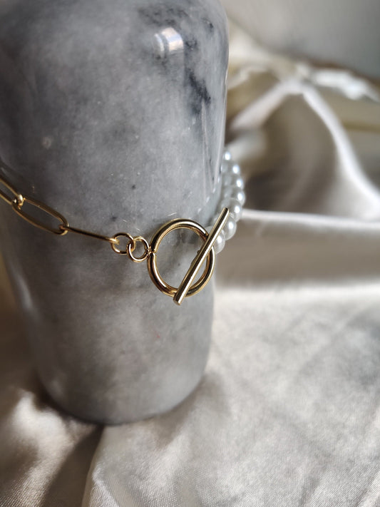 Douceur | Collier femme tendance de qualité supérieure | Maillons plaqué or et perles | Acier inoxydable | Roxy Paris | roxy-paris.com