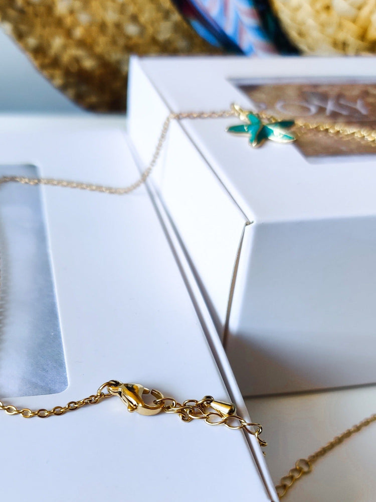 Étoile de mer verte | Collier femme tendance de qualité supérieure | Chaine & pendentif plaqué or | Acier inoxydable | Roxy Paris | roxy-paris.com