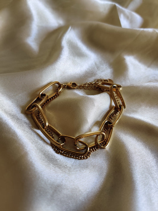 Jumelles | Double bracelets femme tendance de qualité supérieure | Maillons plaqué or | Réglable | Acier inoxydable | Roxy Paris | roxy-paris.com